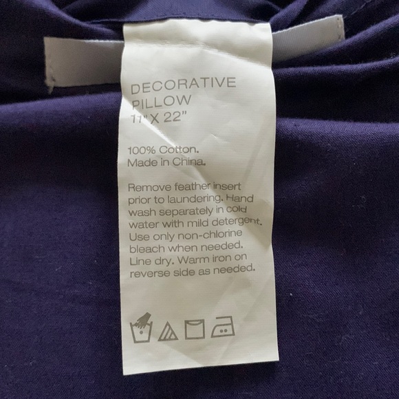 DKNY Decorative Pillow: Navy & White, Soft Feather Insert, Zipper Open, Bolster - Picture 5 of 6